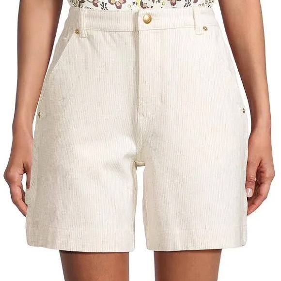Tory Burch Cream Striped Shorts - Picture 4 of 5